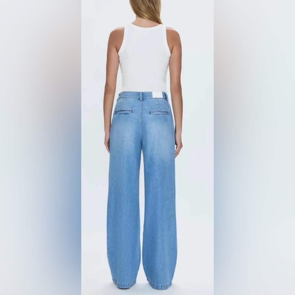 Pistola “Dalia” High Rise Wide Leg Light Blue Denim Jeans - Fly Front - Sz 28 - Picture 2 of 16